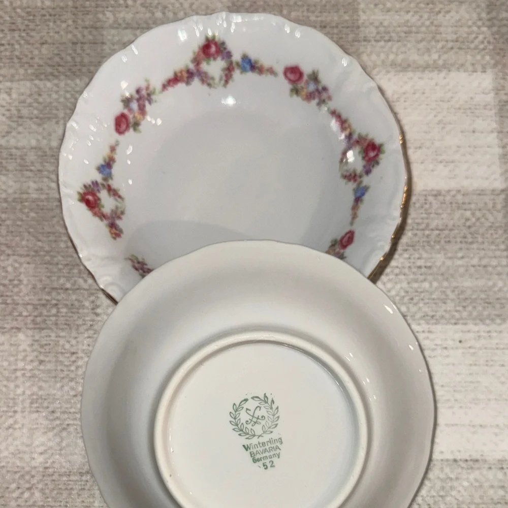 TWO Vintage BAVARIA Germany Winterling Porcelain Saucer Plates w Floral Design - Picture 3 of 3